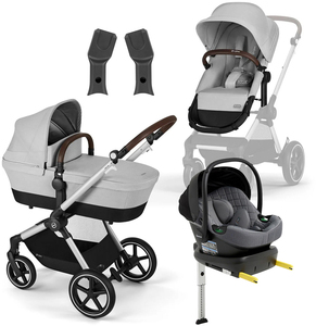 Cybex EOS Lux Duovogn inkl. Beemoo Route i-Size Autostol Baby & ISOFIX Base, Lava Grey/Mineral Grey