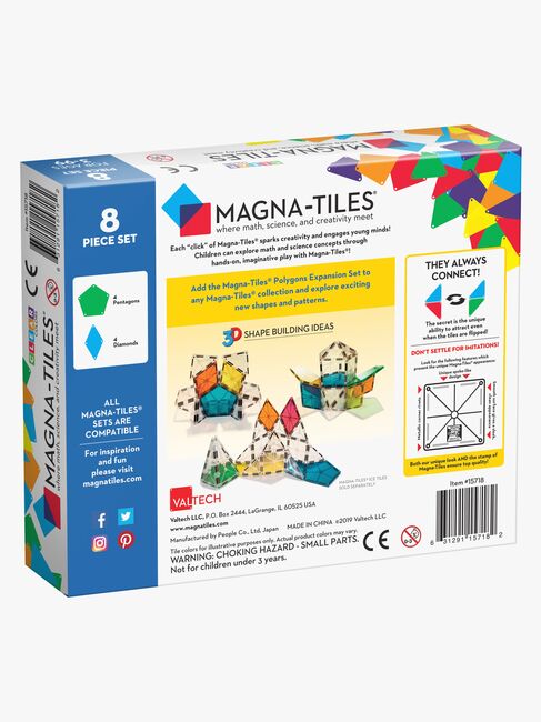 MAGNA-TILES Clear Colors Polygon Udvidelsessæt 8 Dele