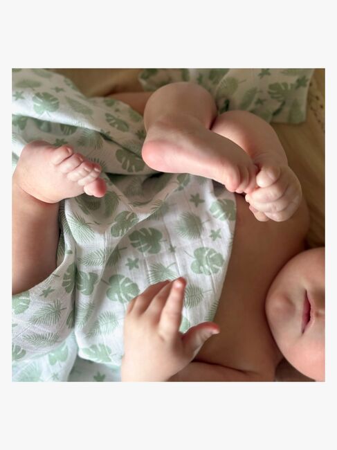 Summerville Organic Musselin Tæppe 2-pak, Tropical/Green