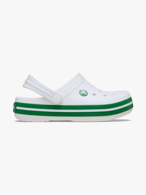 Crocs Crocband Kids Clogs, White/Green Ivy