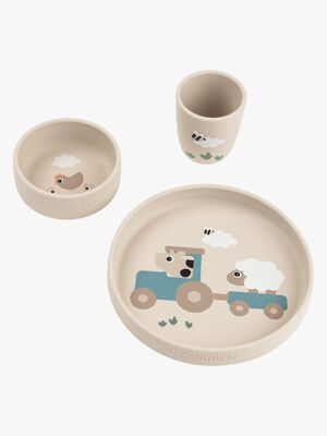 Done By Deer Tiny Farm Silikone Spisesæt Stick & Stay, Sand