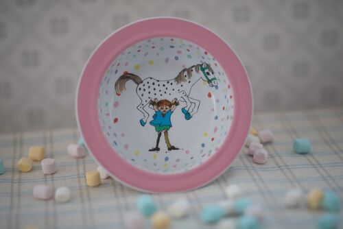 Pippi Langstrømpe Fødselsdag Tallerken med Sugekop, Pink