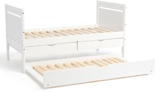 JLY 70x140 Juniorseng med Ekstraseng + Opbevaringskasser, Hvid