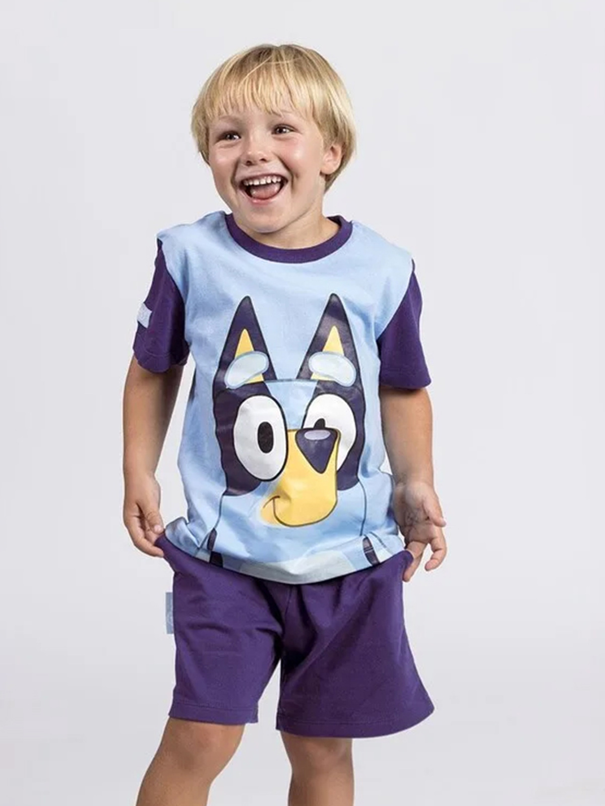 Bluey T-shirt & Shorts Sæt, Blå