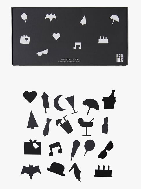 Design Letters Partyikoner til Opslagstavle 20 pcs, Sort