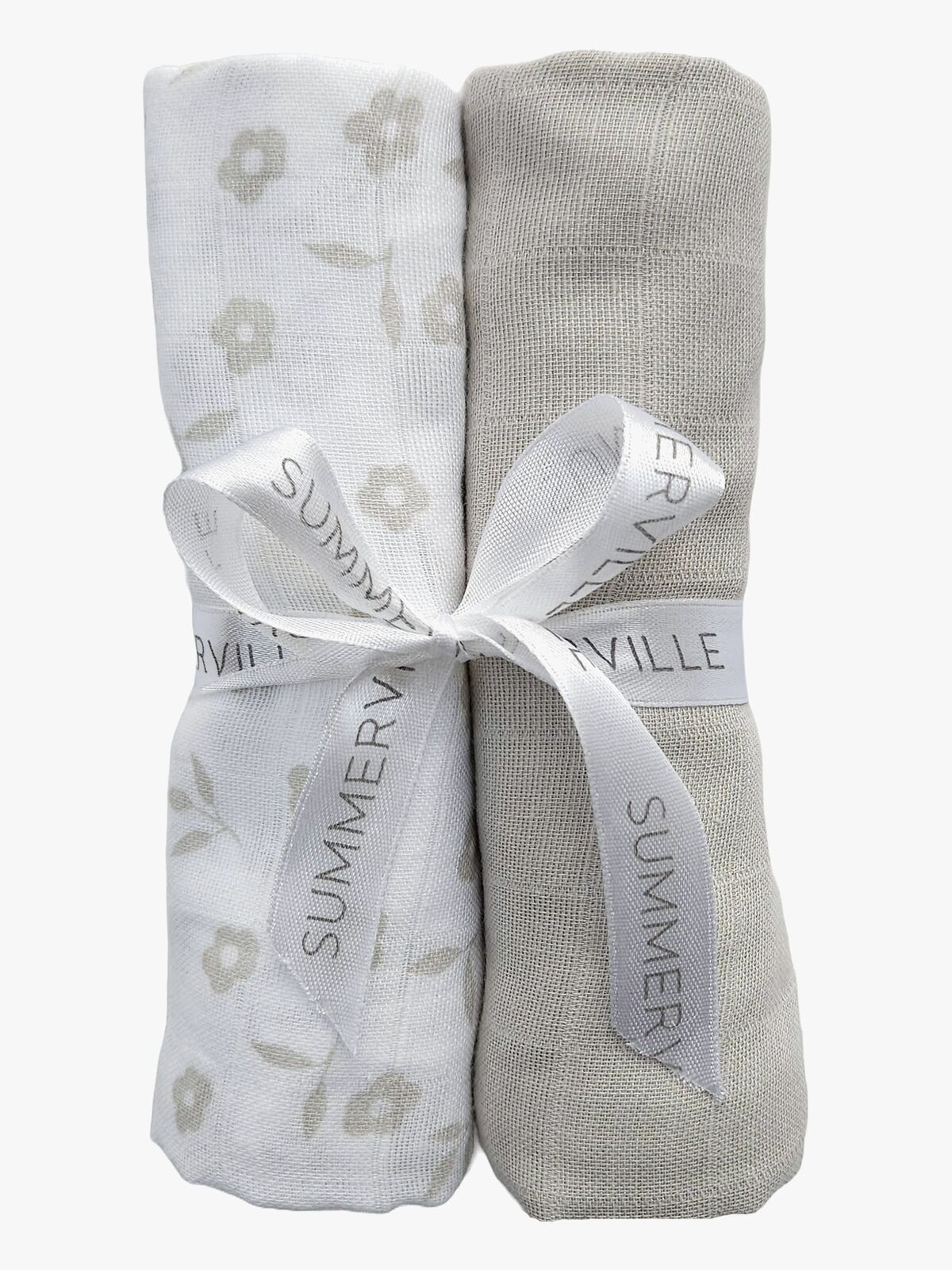 Summerville Organic Musselin Tæppe 2-pak, Petal/Silver Grey