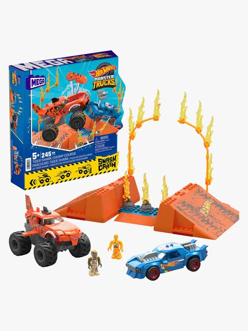 Mega Hot Wheels Bilsæt Smash N Crash Tiger Shark Chomp Course, 245 dele