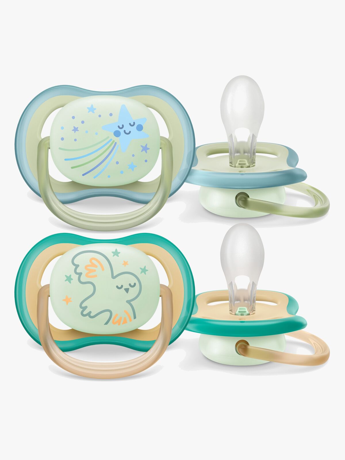 Philips Avent Ultra Air Night Sutter 2-Pak 0-6m, Grøn/Blå