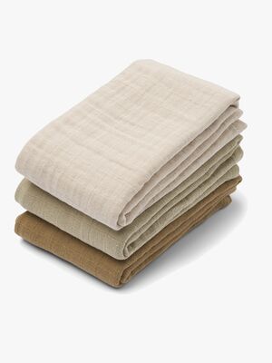 LIEWOOD Lewis Tæppe/ Stofble i Musselin 3-pak, Sandy