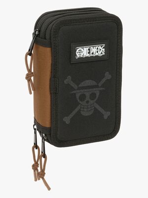 One Piece  Fyldt Penalhus med 3 Rum 37 Dele, Sort