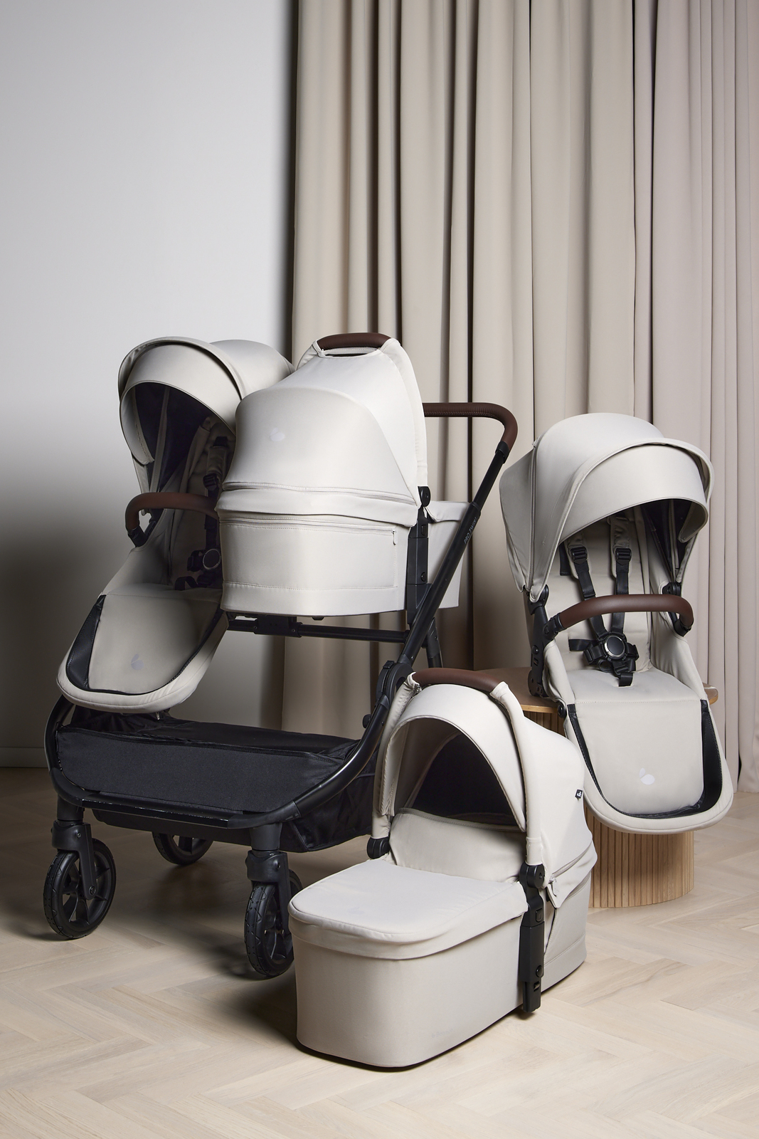 Beemoo Pro Twin 2 Tvillingevogn, Latte Beige