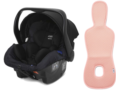 Axkid Modukid Infant Autostol Baby inkl. Ventilerende Hynde, Shell Black/Mellow Rose