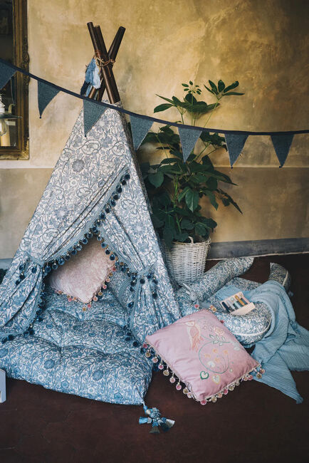 DockATot Futon Royal Madras, Pink & Rose, Blue