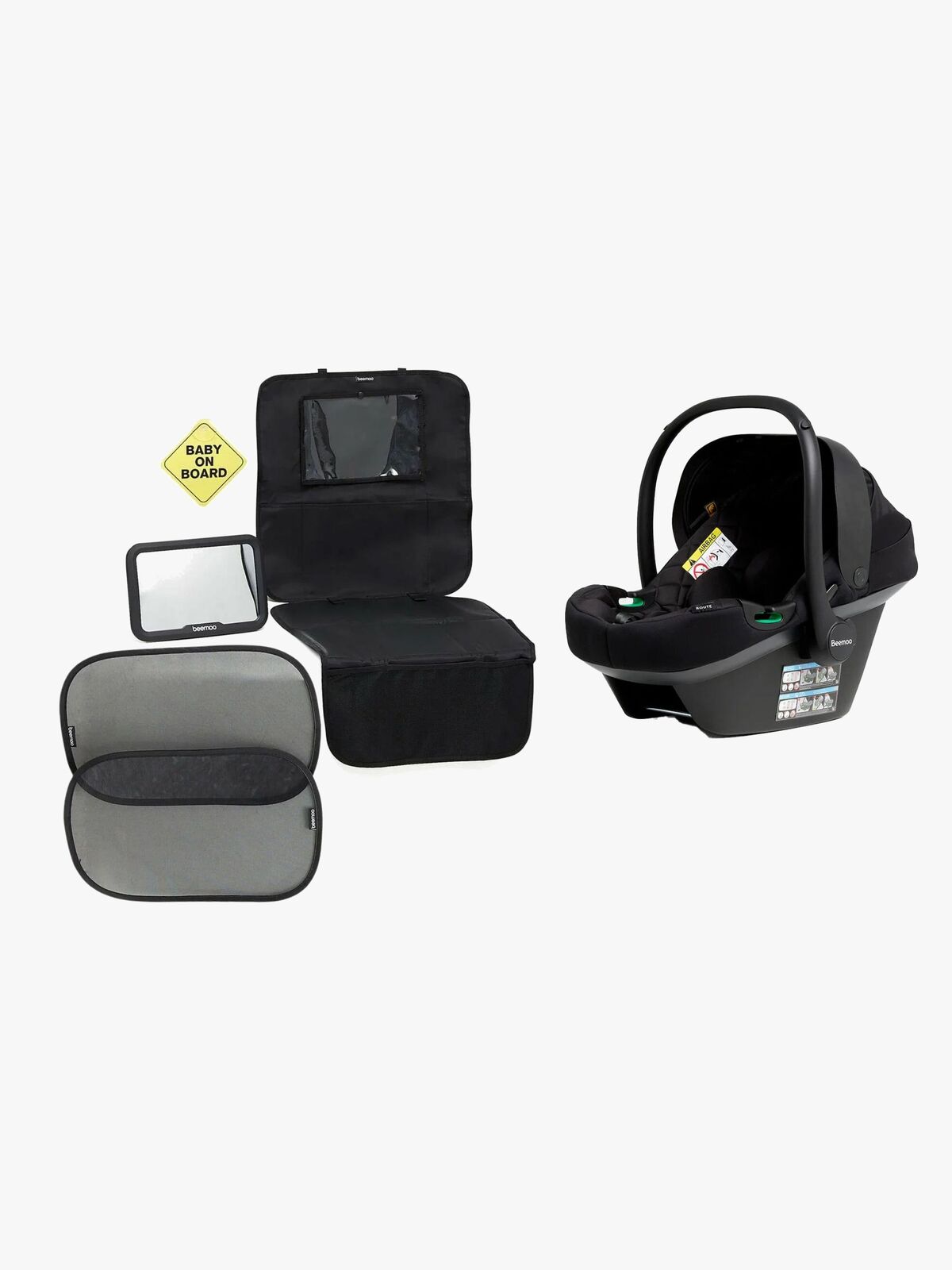 Beemoo Route i-Size Autostol Baby Inkl. Tilbehør, Black Stone