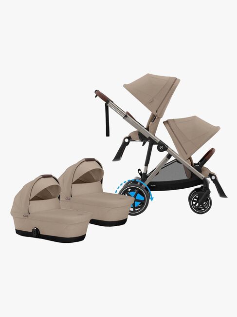 Cybex e-Gazelle S Tvillingevogn, Almond Beige/Taupe