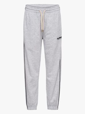 Hummel JR Loose Piping Joggingbukser, Light Grey Melange/Black
