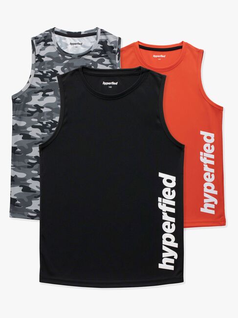 Hyperfied Bounce Tank Top 3-pak, Black/Camo Black/Koi