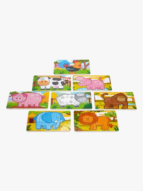 VIGA Træpuslespil m. Dyr, 2-pak, 8x12 Brikker