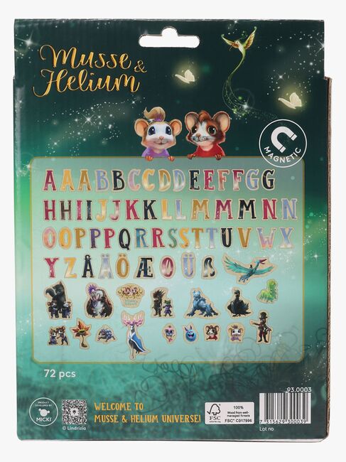 Musse & Helium Magnetbogstaver og Figurer 72 Stk.