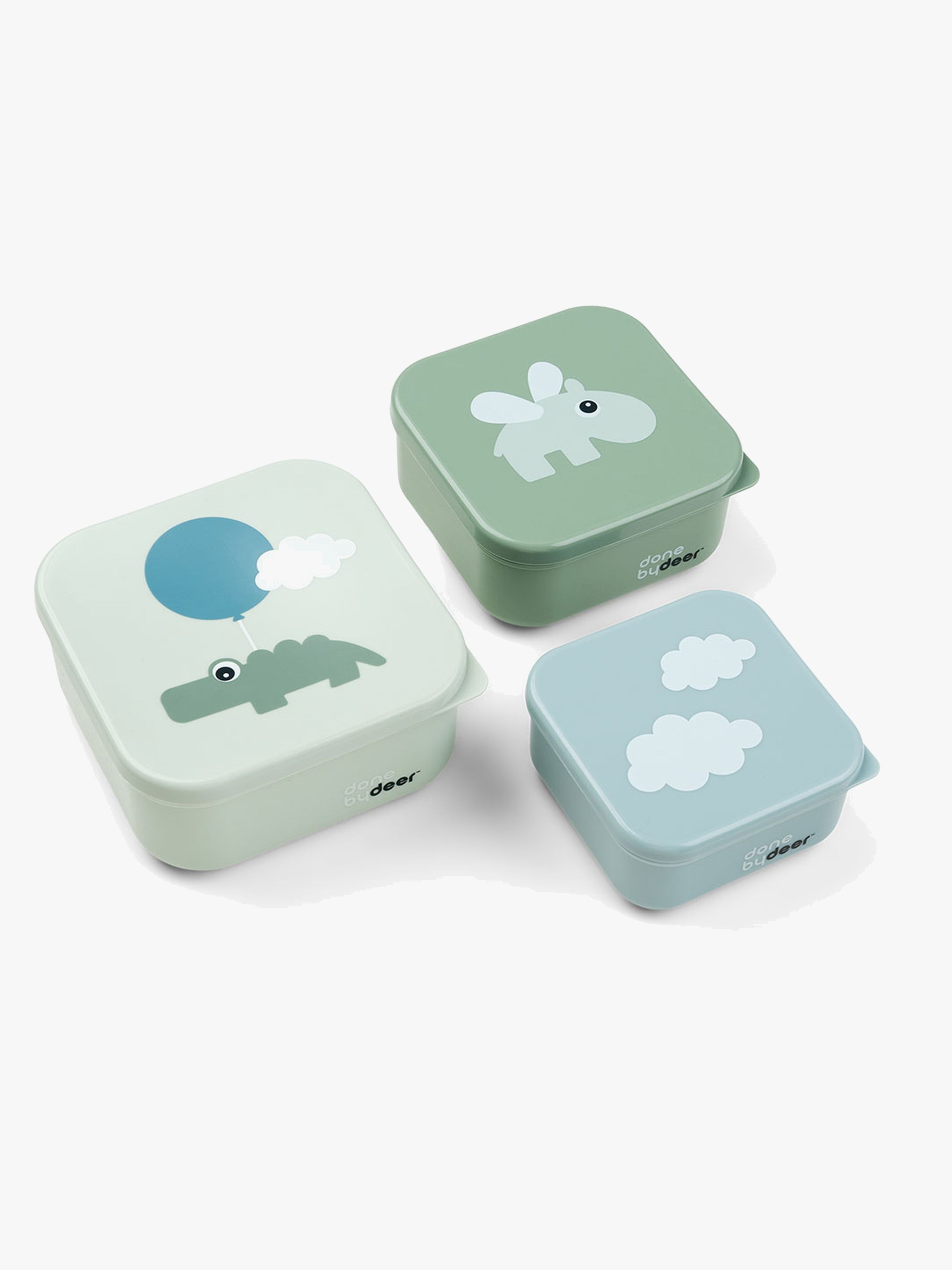Done By Deer Happy Clouds Snack Boxes 3-pak, Grøn