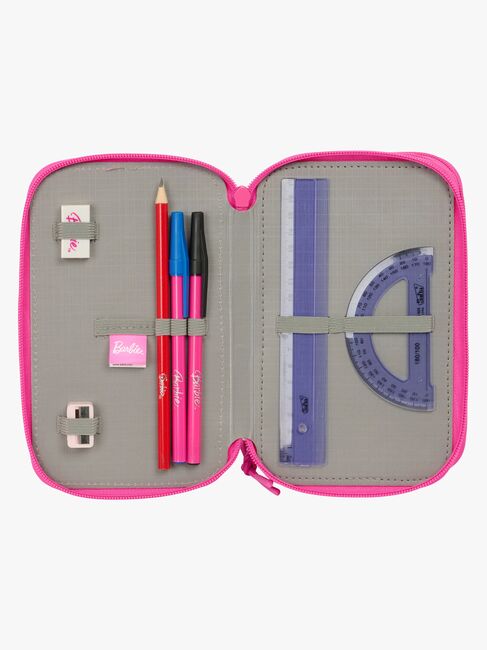 Barbie  Fyldt Penalhus med 3 Rum 37 Dele, Blå/Pink