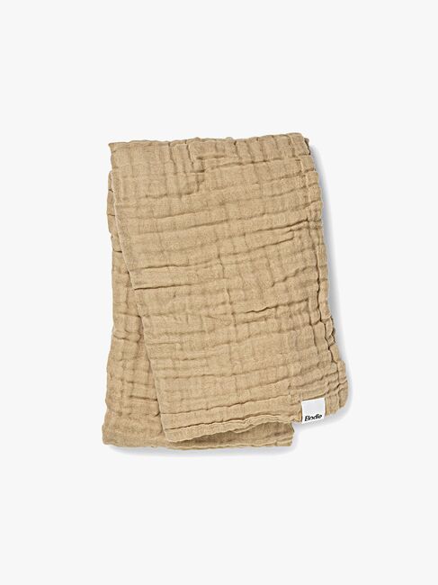 Elodie  Rynket Tæppe 120x120, Pure Khaki