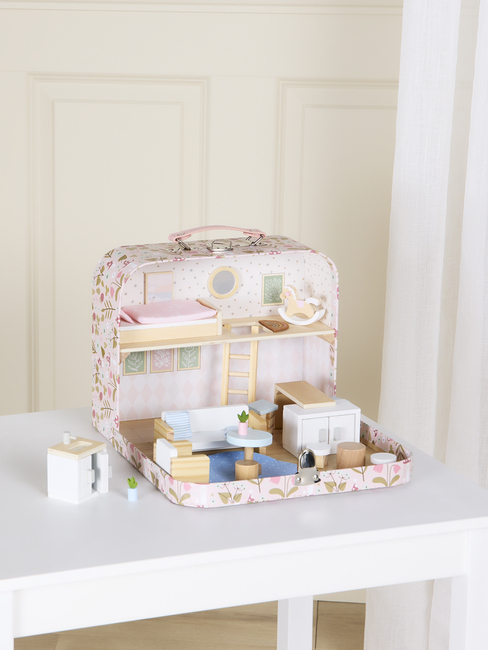 Alice & Fox Kuffert Dukkehus, Lyserød/blå