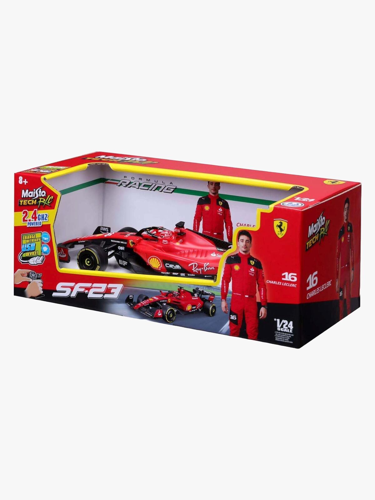 Maisto Ferrari SF90 F1 Fjernstyret Racerbil 2023 Charles Leclerk 1:24