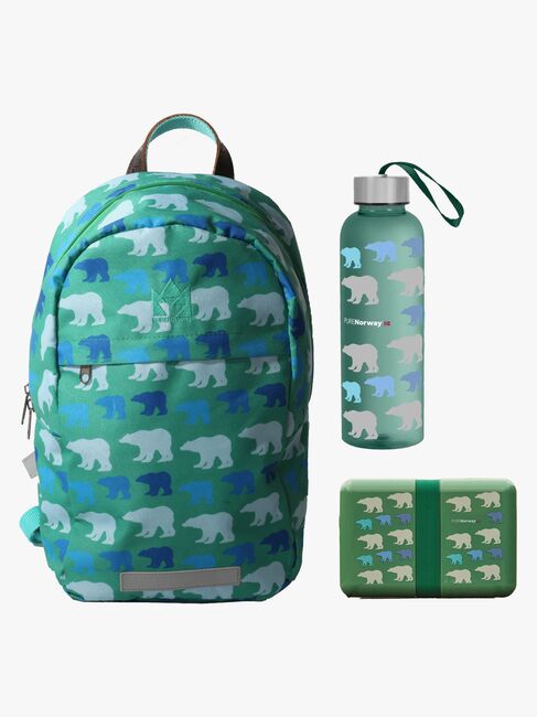 Pure Norway Rygsæk Isbjørn, Skolestartssæt, Grøn