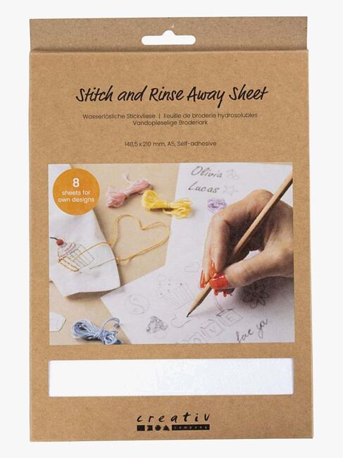 Creativ Company Vandopløselig Broderiark A5 8 st