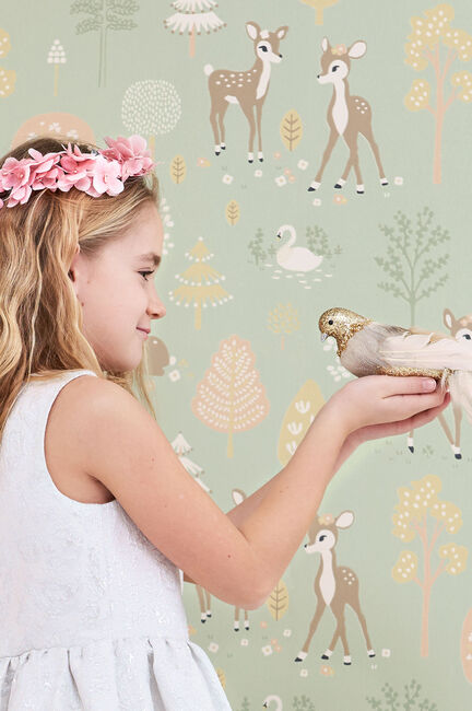 Majvillan Tapet Golden Woods, Dusty Green