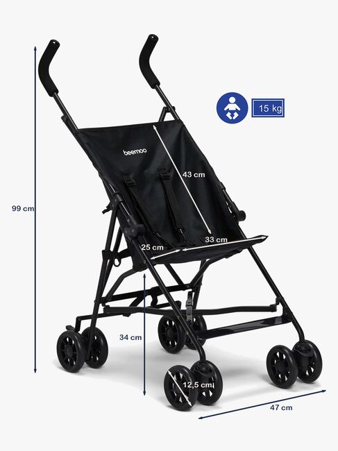 Beemoo Move Flexi Paraplyklapvogn, Black
