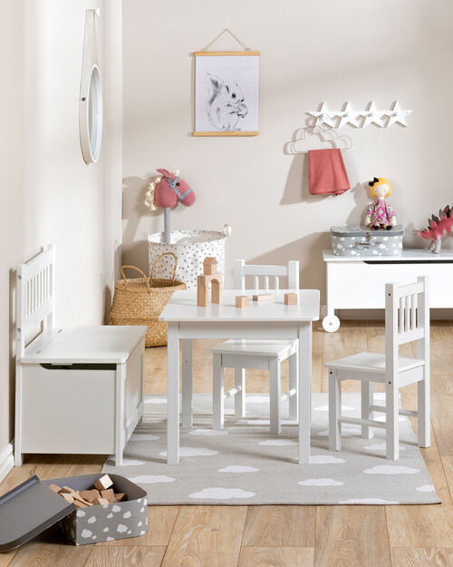 Alice & Fox LOVIS Bord & Stole + Sofa med Opbevaring, Hvid