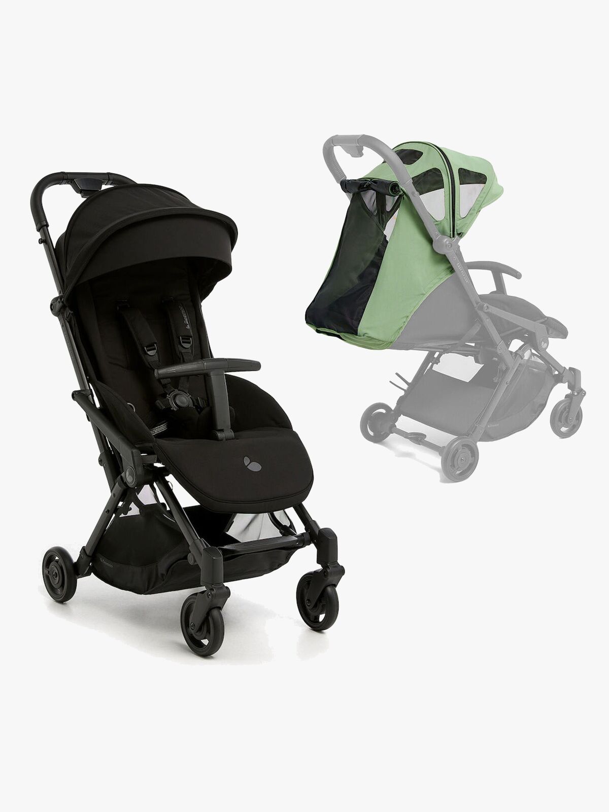 Beemoo Easy Fly Lux 4 Klapvogn inkl. Breezy Kaleche, Jet Black/Sea Greenv