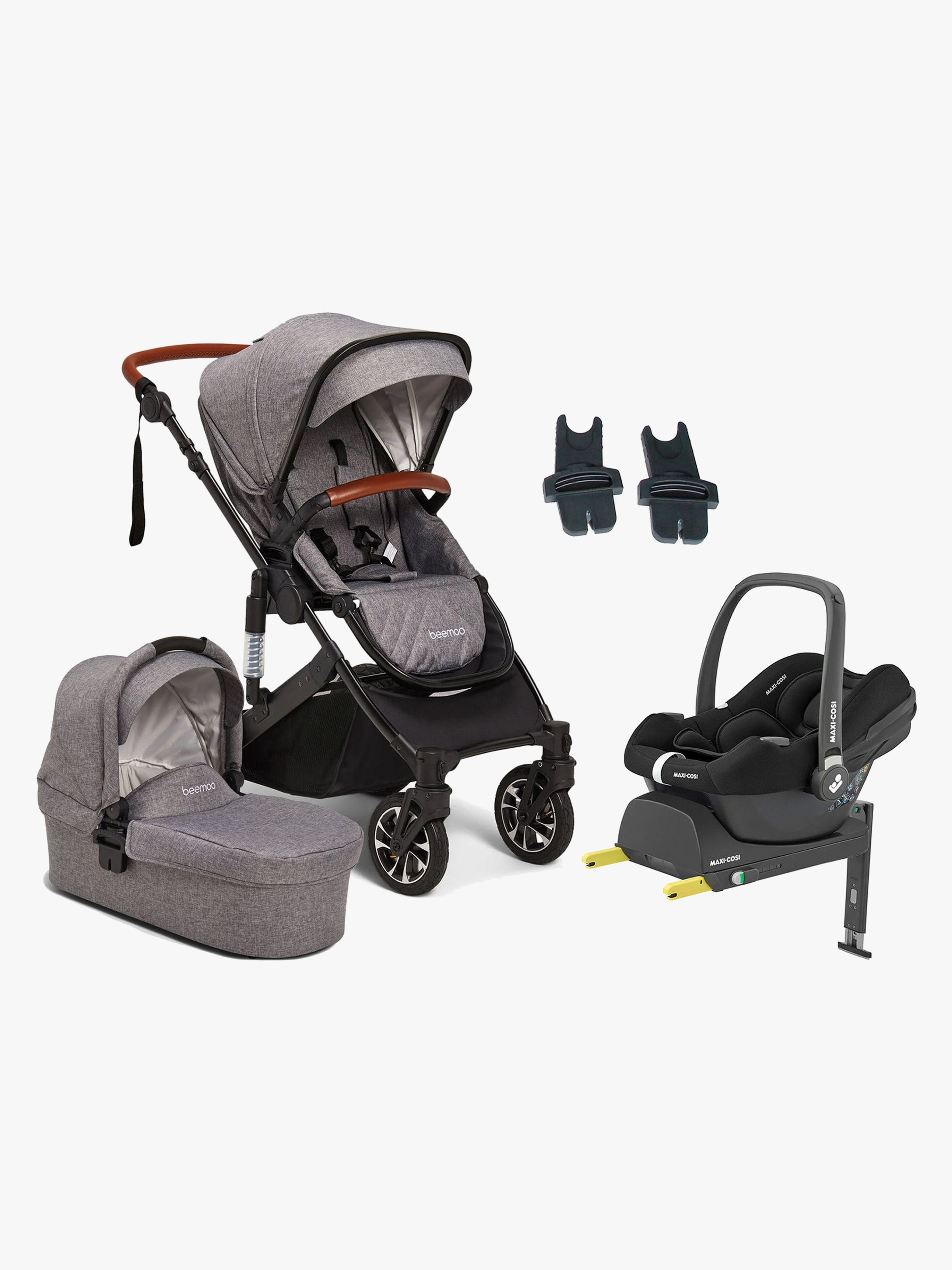 Beemoo Maxi 4 Duovogn inkl. Maxi-Cosi CabrioFix i-Size Autostol Baby & Base, Grey/Black