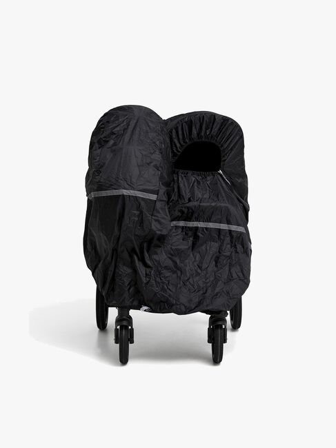 Tiny Travel Dobbelt Regnslag Søskendevogn, Sort