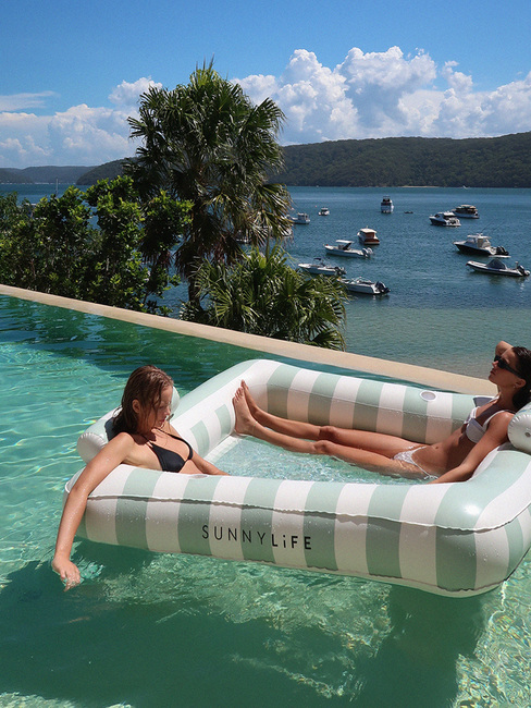 SUNNYLiFE Lux Twin Flydende Hængekøje, The Vacay Soft Olive