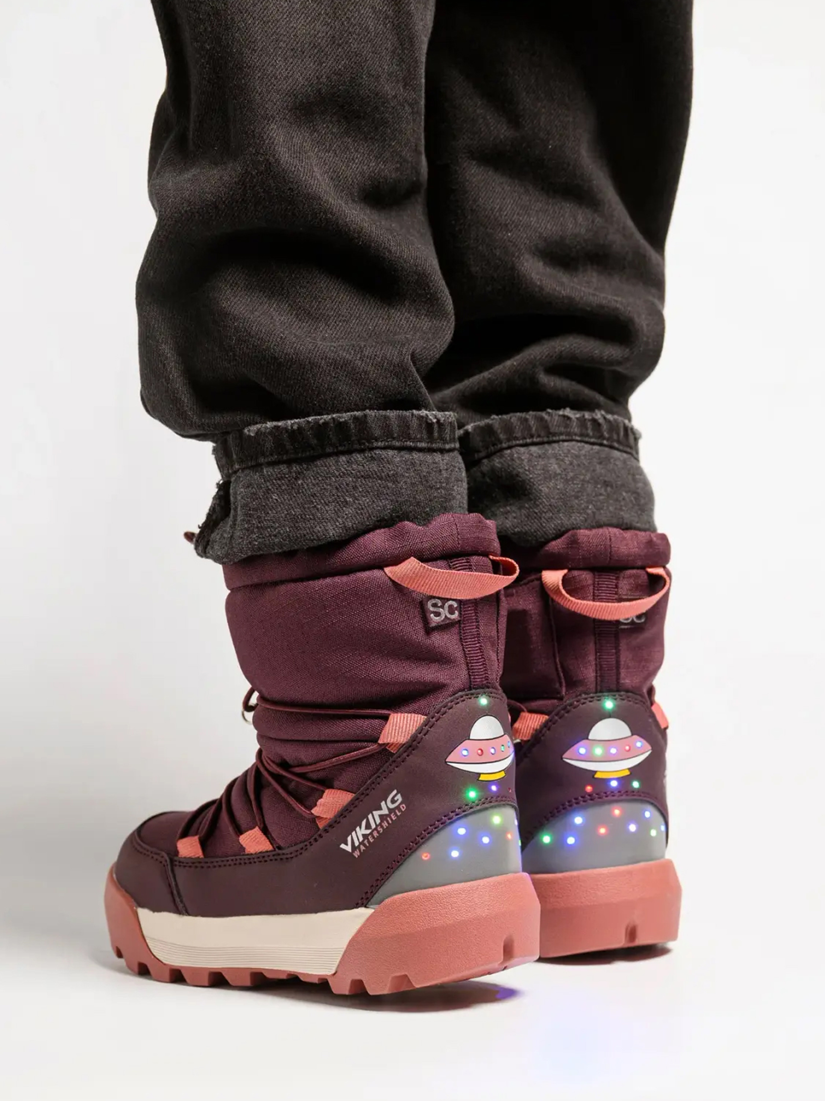 Viking Spaceship SC WP Blinkende Vinterstøvler, Plum/Pink, 24