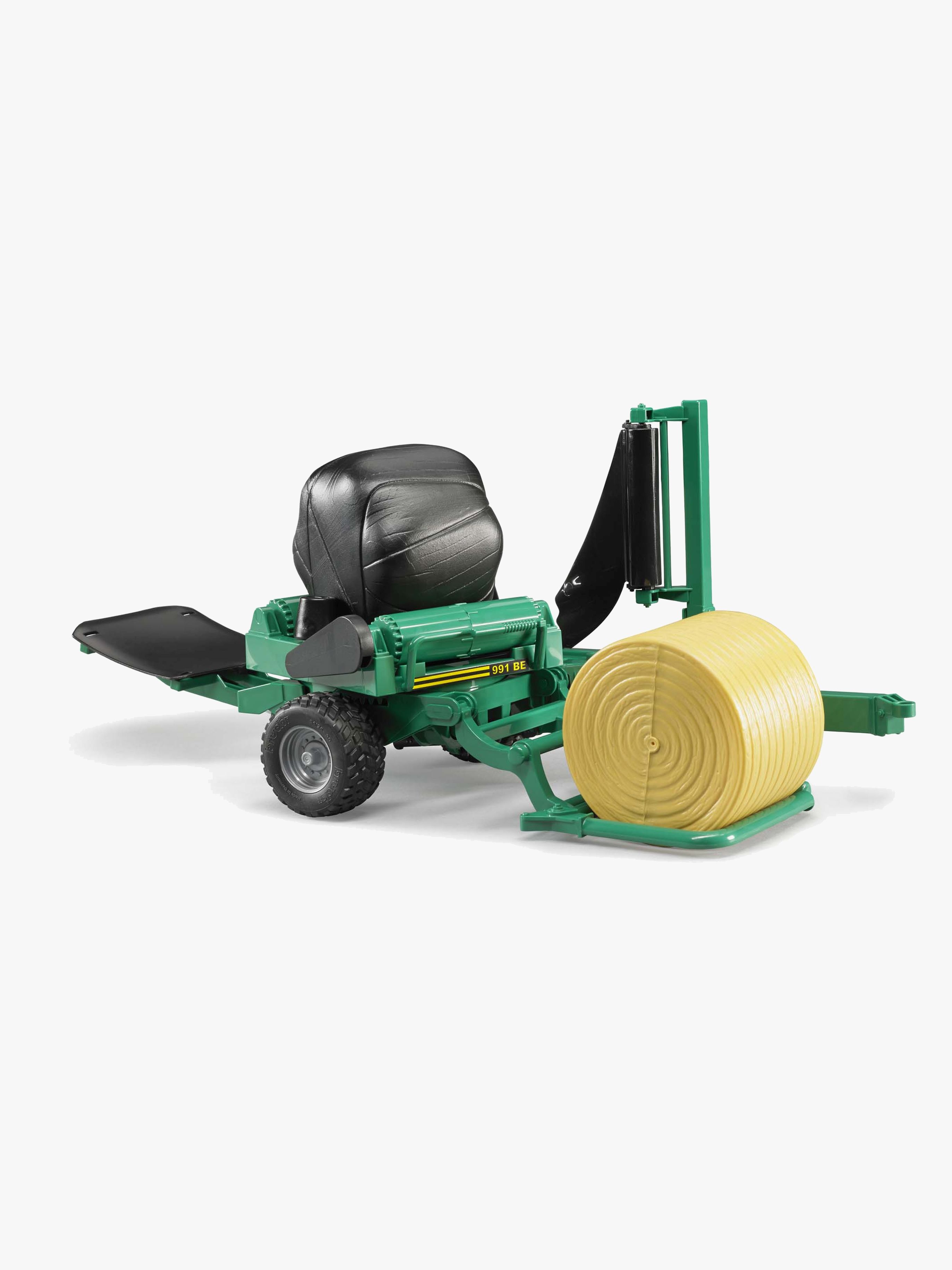 Bruder Rundballeindpakker Med En Okker-Og Sort Rundballe 02122