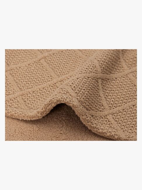 Jollein Strikket Tæppe Ternet Mønster med Bamsefleece, Biscuit
