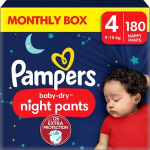 Pampers Baby Dry Night Pants Bleer Str. 4 9–15 kg 180-pak