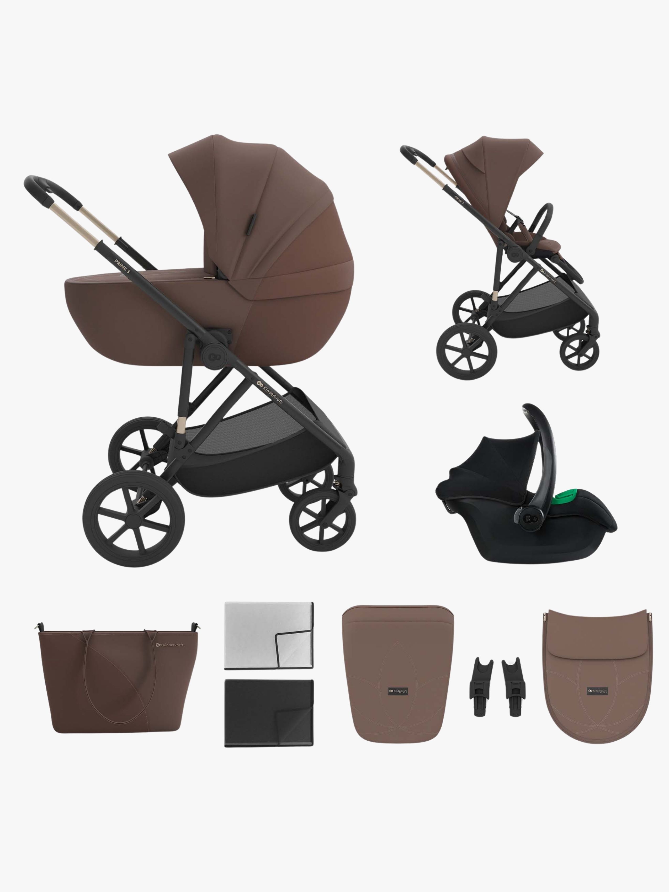 Kinderkraft Prime 3 3-i-1 Duovogn, Velvet Mocca