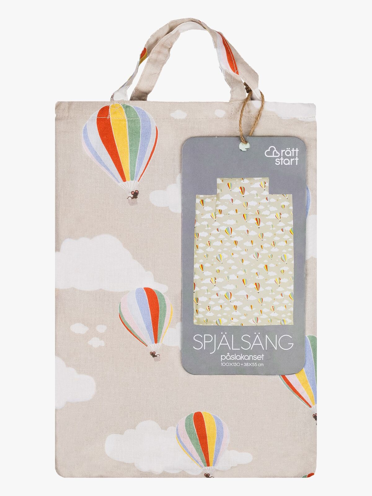 Rätt Start Sengesæt Tremmeseng 100x130 Luftballon 3 Dele, Greige