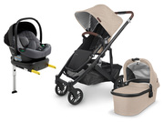 UPPAbaby CRUZ V2 Duovogn inkl. Beemoo Route i-Size Autostol Baby & ISOFIX Base, Liam Beige/Mineral Grey