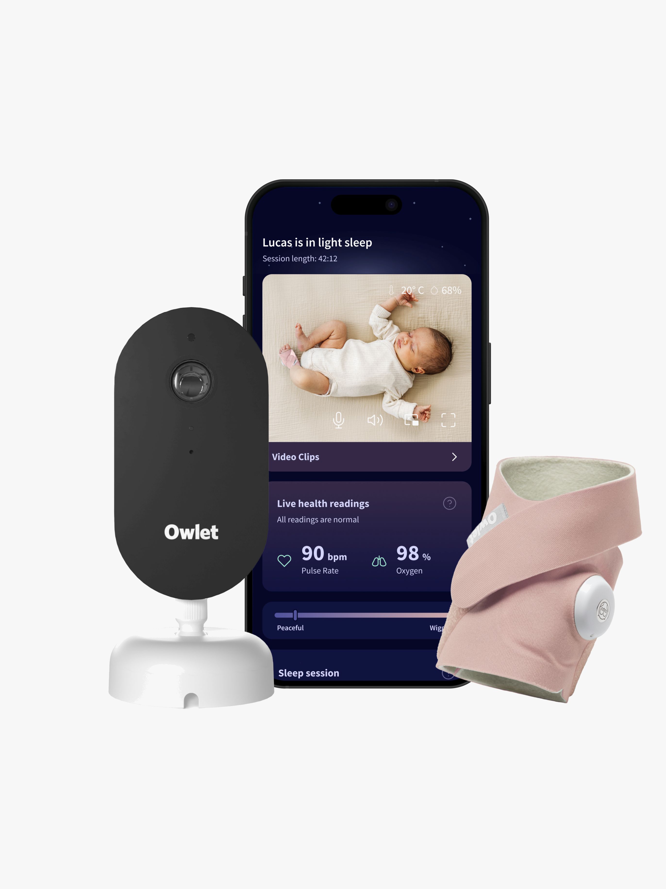 Owlet Dream Duo All-in-One Smart Babymonitor System (3rd Gen), Dusty Rose