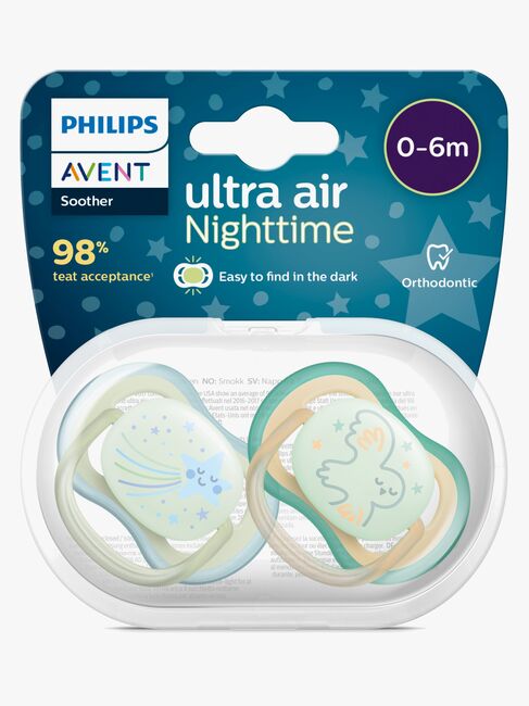 Philips Avent Ultra Air Night Sutter 2-Pak 0-6m, Grøn/Blå