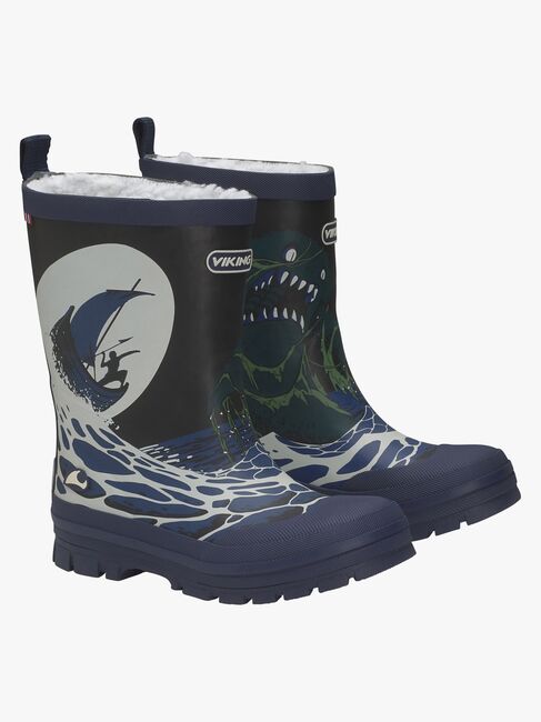Viking Jolly Print Thermo Forede Gummistøvler, Blue/Multi