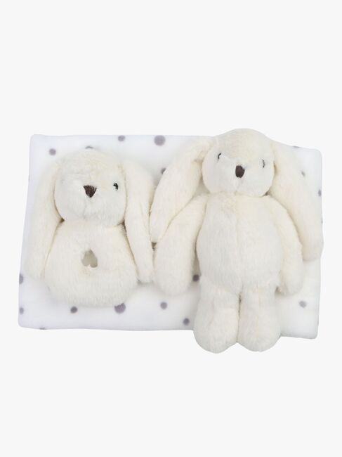 CarloBaby Tæppe Kanin og Rangle, Hvid