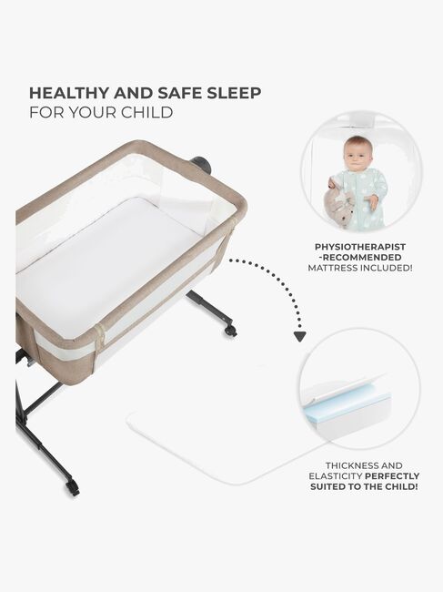 Kinderkraft Nestee Up 2 Bedside Crib, Beige