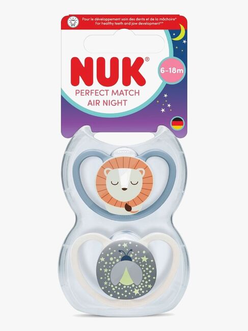 NUK Perfect Match Air Night Sut 2-pak Str. 2, Lion